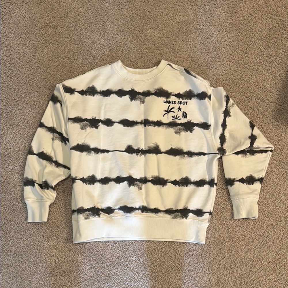 Kids Tie-Dye Crewneck Sweatshirt - Cream/Black